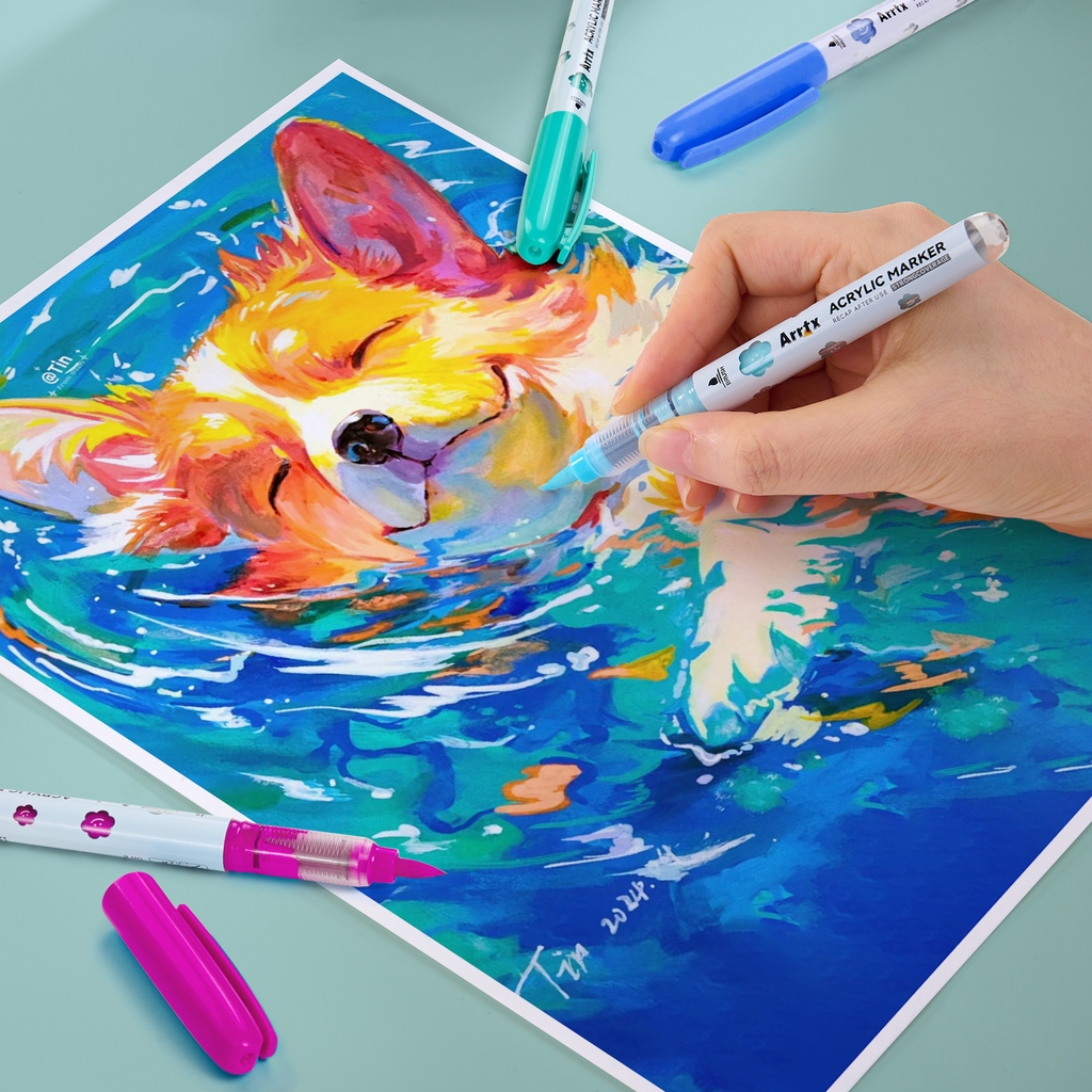 Colorful art markers and creative supplies at Happy Hands studio