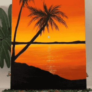 Acrylic Canvas Painting Sunset Silhouette Acrylic Canvas Painting: Sunset Silhouette Workshop June 19th