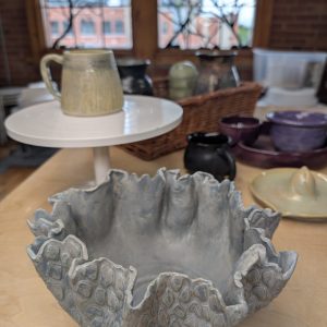 Blue Coral Textured Ceramic Bowl