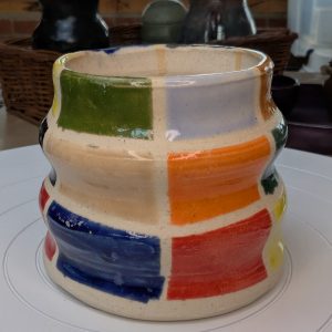 Playful Patchwork Ceramic Cup