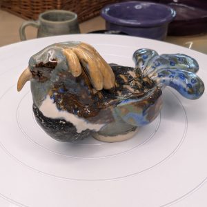 Rainbow Feather Chicken Figurine