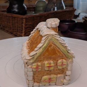 Snowy Cottage Ceramic House